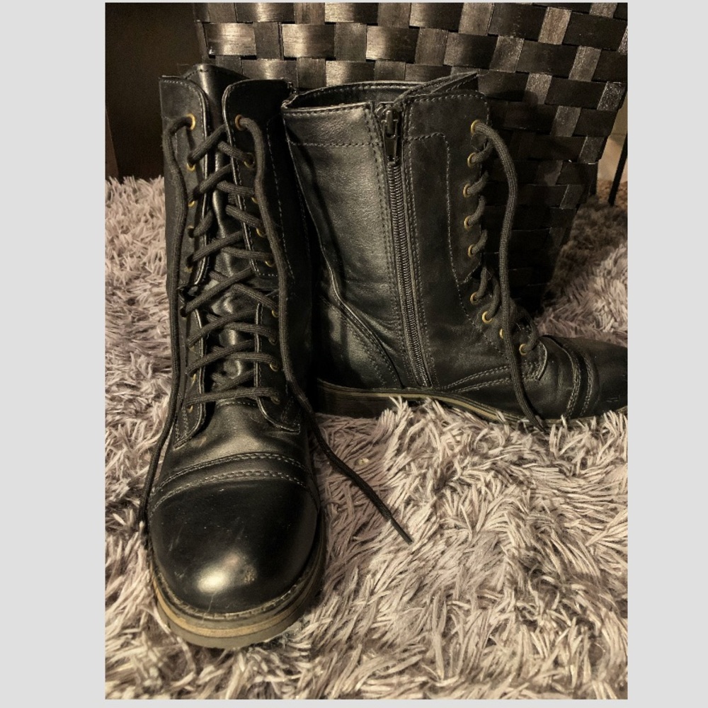 Black combat boots